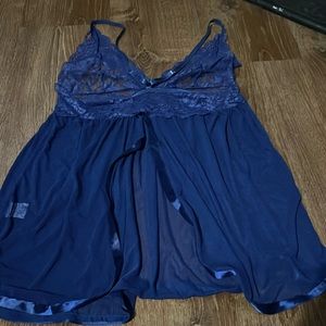 Purple lingerie with slit on back and lace detailing over boobs Racerback design